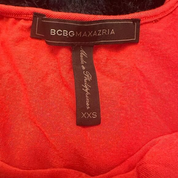 BCBGMaxAzria Ruffle One Shoulder Jersey Knit Courtnie Top Red XXS - Picture 4 of 4